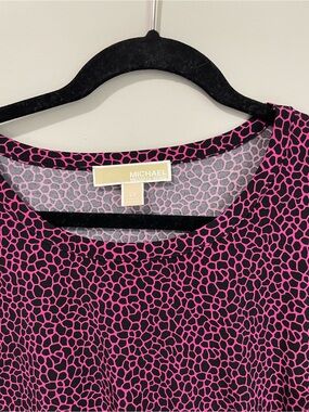MICHAEL Michael Kors Black and Hot Pink Animal Print Midi Dress